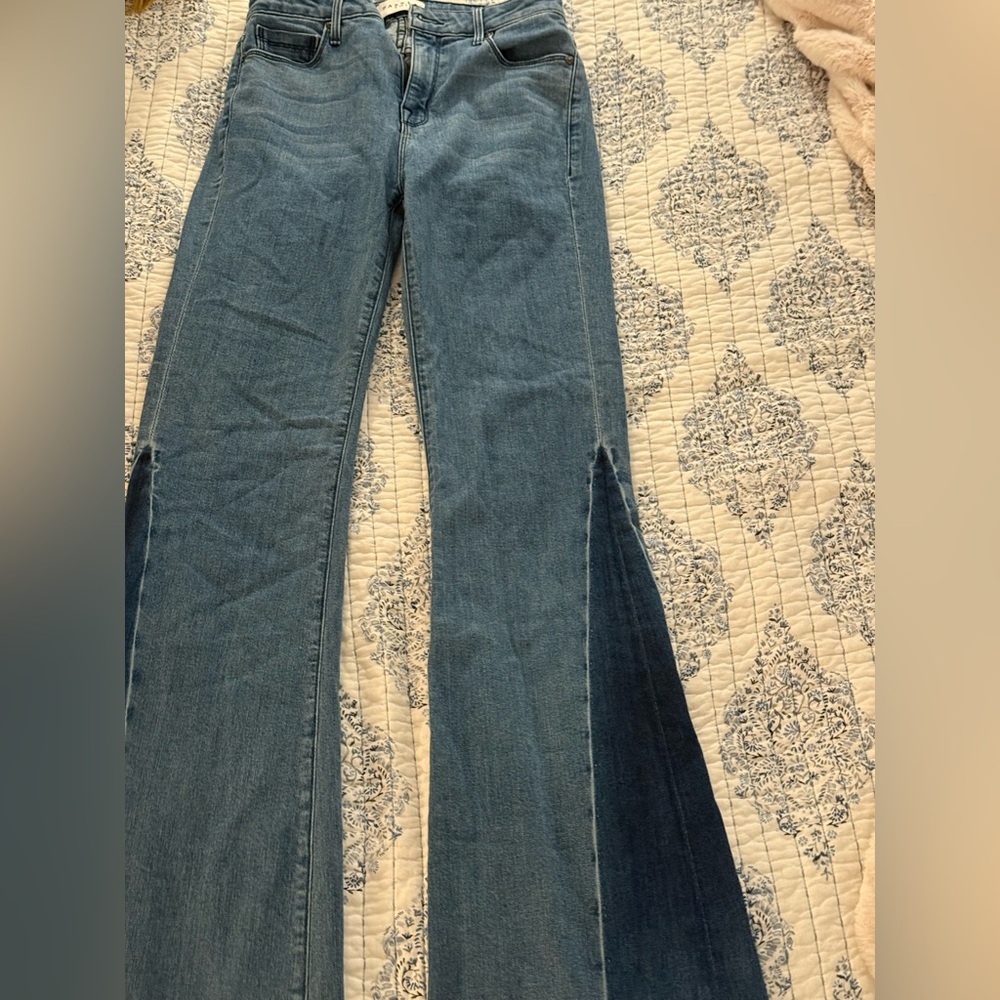 PARKER SMITH Classic Blue Two-tone Flare Jeans